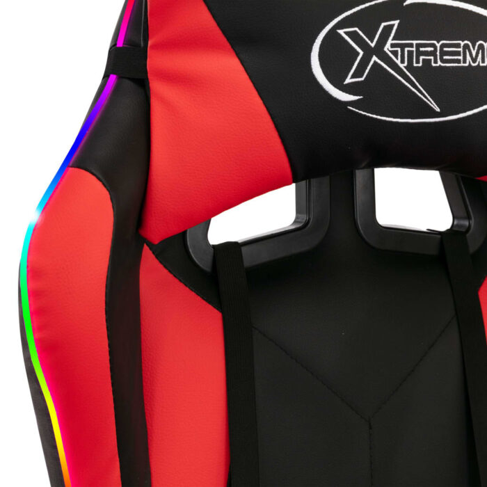 Fauteuil de jeux vidéo avec LED RVB Rouge et noir Similicuir – Image 8