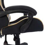 Fauteuil de jeux vidéo avec LED RVB Doré et noir Similicuir – Image 6