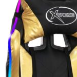 Fauteuil de jeux vidéo avec LED RVB Doré et noir Similicuir – Image 8