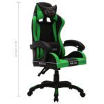 Fauteuil de jeux vidéo avec LED RVB Vert et noir Similicuir – Image 10