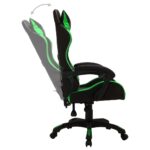 Fauteuil de jeux vidéo avec LED RVB Vert et noir Similicuir – Image 3