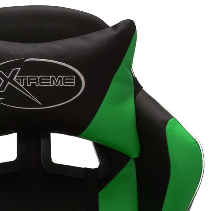 Fauteuil de jeux vidéo avec LED RVB Vert et noir Similicuir – Image 5