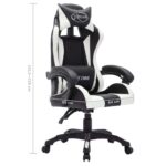Fauteuil de jeux vidéo avec LED RVB Blanc et noir Similicuir – Image 10