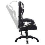Fauteuil de jeux vidéo avec LED RVB Blanc et noir Similicuir – Image 4