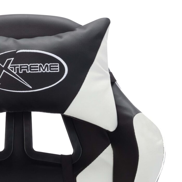 Fauteuil de jeux vidéo avec LED RVB Blanc et noir Similicuir – Image 6