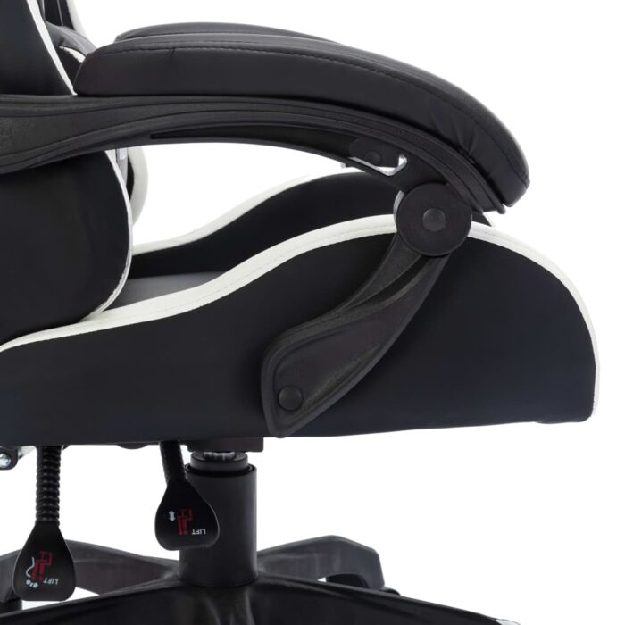 Fauteuil de jeux vidéo avec LED RVB Blanc et noir Similicuir – Image 7