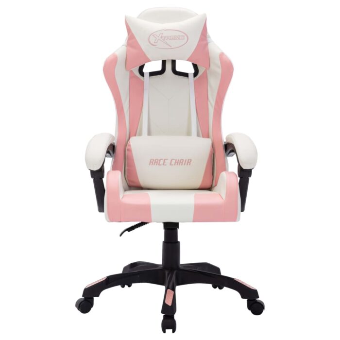 Fauteuil de jeux vidéo avec LED RVB Rose et noir Similicuir – Image 3