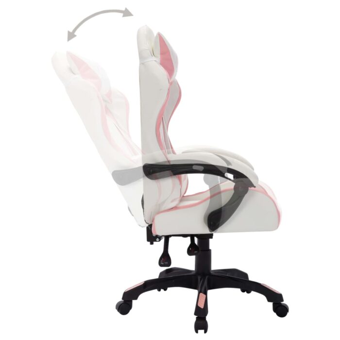 Fauteuil de jeux vidéo avec LED RVB Rose et noir Similicuir – Image 4