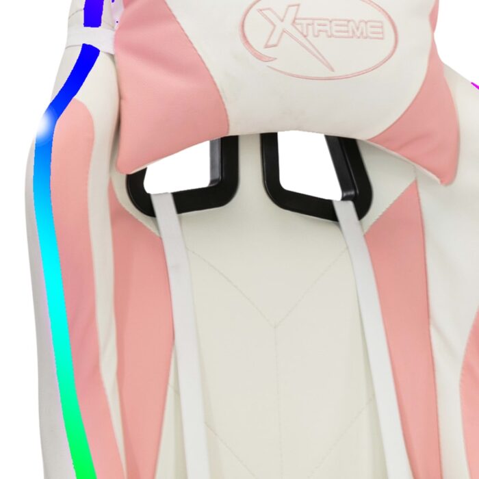 Fauteuil de jeux vidéo avec LED RVB Rose et noir Similicuir – Image 8