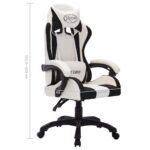 Fauteuil de jeux vidéo avec LED RVB Blanc et noir Similicuir – Image 10