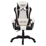 Fauteuil de jeux vidéo avec LED RVB Blanc et noir Similicuir – Image 3