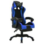 Fauteuil de jeux vidéo avec LED RVB Bleu et noir Similicuir – Image 2