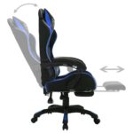 Fauteuil de jeux vidéo avec LED RVB Bleu et noir Similicuir – Image 4