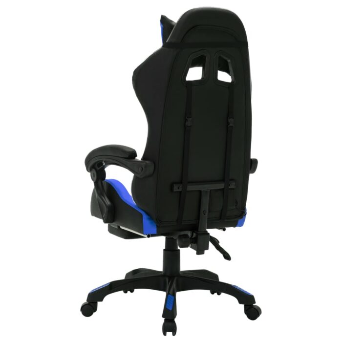 Fauteuil de jeux vidéo avec LED RVB Bleu et noir Similicuir – Image 5