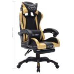Fauteuil de jeux vidéo avec LED RVB Doré et noir Similicuir – Image 10