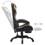Fauteuil de jeux vidéo avec LED RVB Doré et noir Similicuir – Image 4