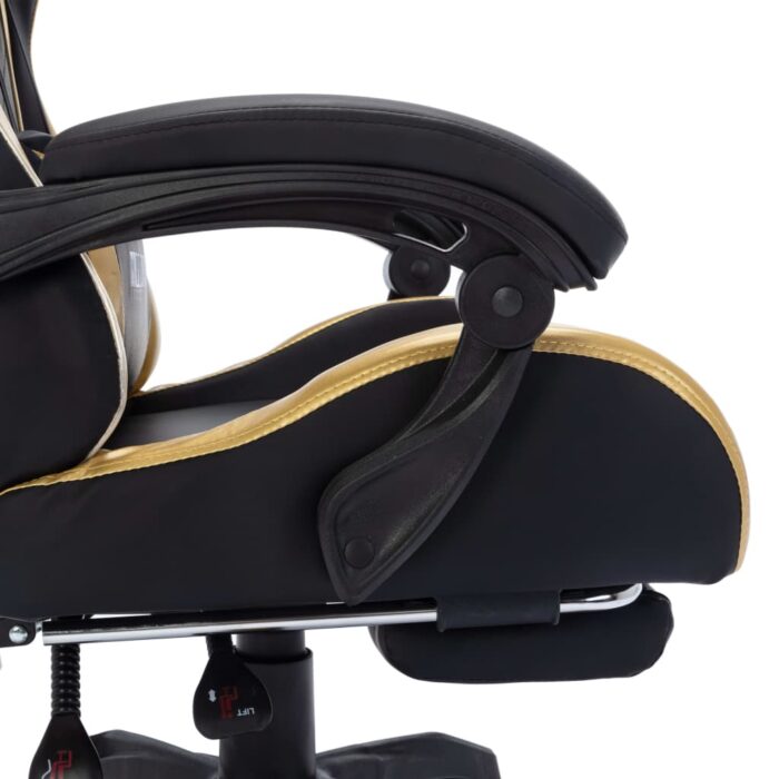 Fauteuil de jeux vidéo avec LED RVB Doré et noir Similicuir – Image 6