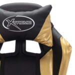 Fauteuil de jeux vidéo avec LED RVB Doré et noir Similicuir – Image 7