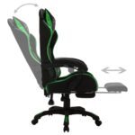 Fauteuil de jeux vidéo avec LED RVB Vert et noir Similicuir – Image 4