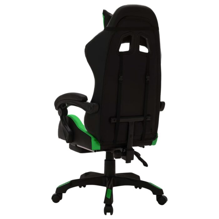 Fauteuil de jeux vidéo avec LED RVB Vert et noir Similicuir – Image 5