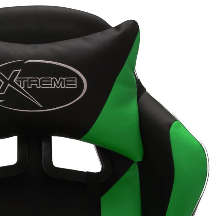 Fauteuil de jeux vidéo avec LED RVB Vert et noir Similicuir – Image 6