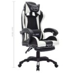 Fauteuil de jeux vidéo avec LED RVB Blanc et noir Similicuir – Image 10