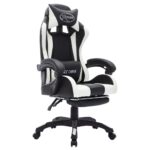Fauteuil de jeux vidéo avec LED RVB Blanc et noir Similicuir – Image 2
