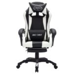 Fauteuil de jeux vidéo avec LED RVB Blanc et noir Similicuir – Image 3