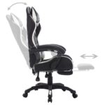 Fauteuil de jeux vidéo avec LED RVB Blanc et noir Similicuir – Image 4