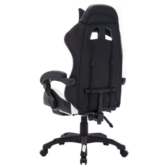 Fauteuil de jeux vidéo avec LED RVB Blanc et noir Similicuir – Image 5