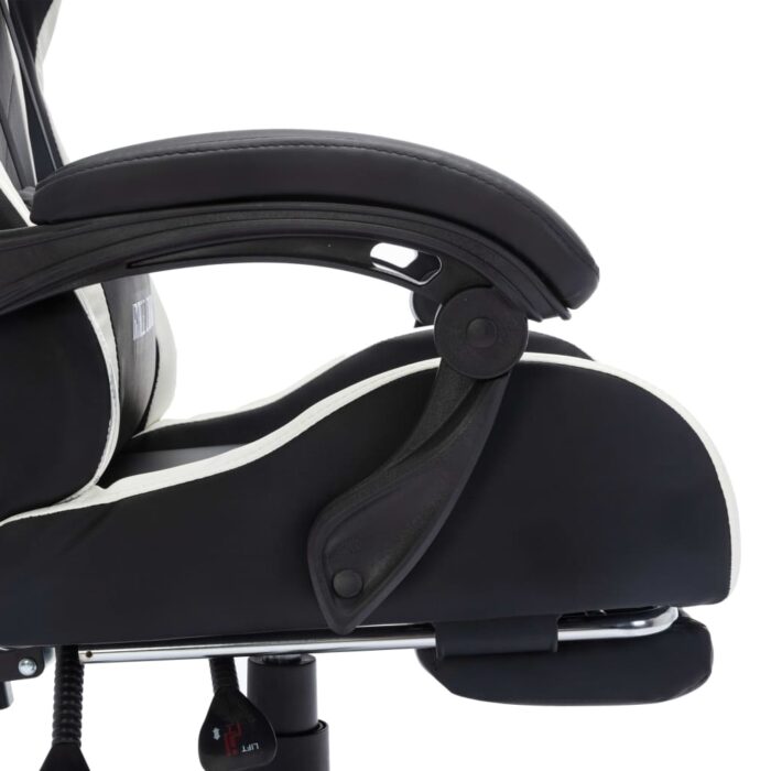 Fauteuil de jeux vidéo avec LED RVB Blanc et noir Similicuir – Image 7