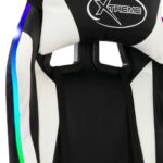 Fauteuil de jeux vidéo avec LED RVB Blanc et noir Similicuir – Image 8