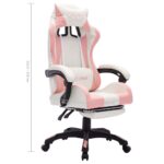 Fauteuil de jeux vidéo avec LED RVB Rose et blanc Similicuir – Image 10