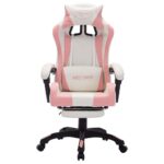 Fauteuil de jeux vidéo avec LED RVB Rose et blanc Similicuir – Image 3
