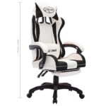 Fauteuil de jeux vidéo avec LED RVB Noir et blanc Similicuir – Image 10