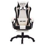 Fauteuil de jeux vidéo avec LED RVB Noir et blanc Similicuir – Image 3