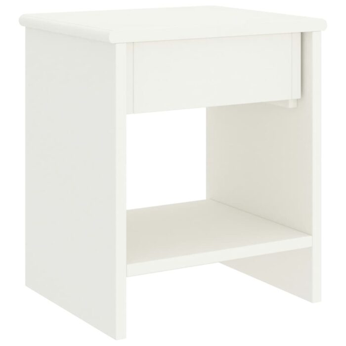 Table de chevet Blanc 35x30x40 cm Bois de pin massif – Image 3