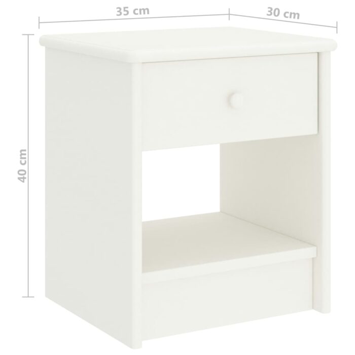 Table de chevet Blanc 35x30x40 cm Bois de pin massif – Image 5