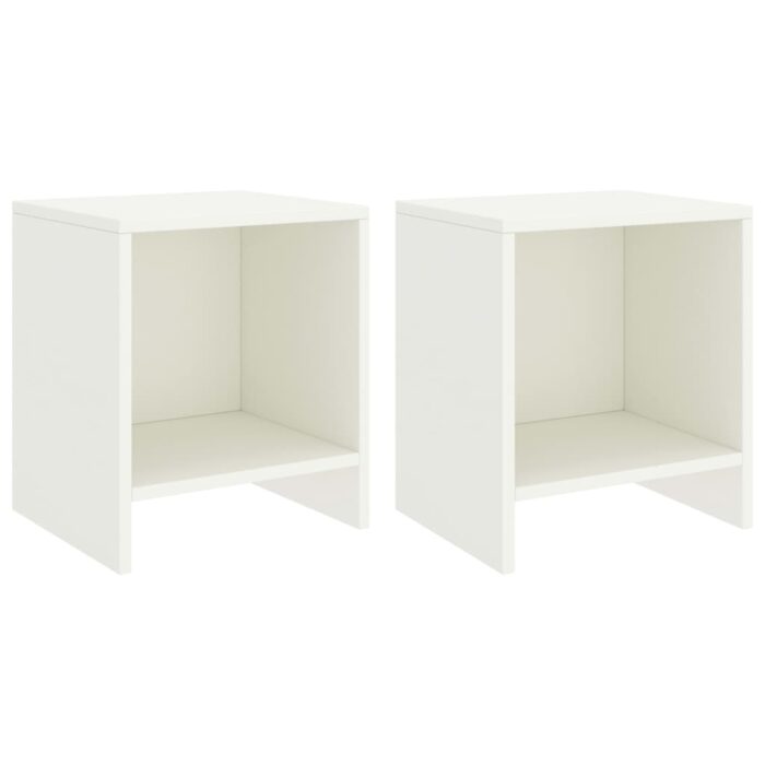 Tables de chevet 2 pcs Blanc 35x30x40 cm Bois de pin massif – Image 1