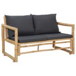 Banc de jardin avec coussins 115 cm Bambou