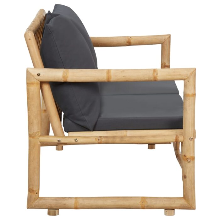 Banc de jardin avec coussins 115 cm Bambou – Image 2