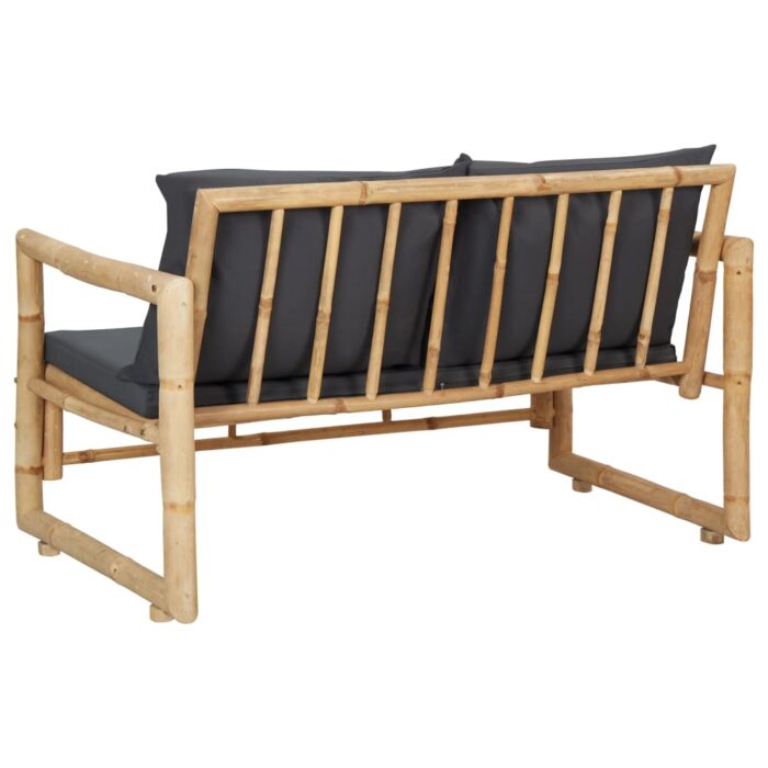 Banc de jardin avec coussins 115 cm Bambou – Image 3