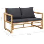 Banc de jardin avec coussins 115 cm Bambou – Image 6