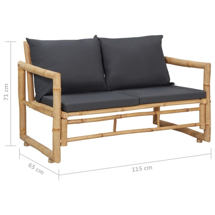 Banc de jardin avec coussins 115 cm Bambou – Image 6