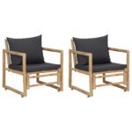 Chaises de jardin avec coussins lot de 2 Bambou