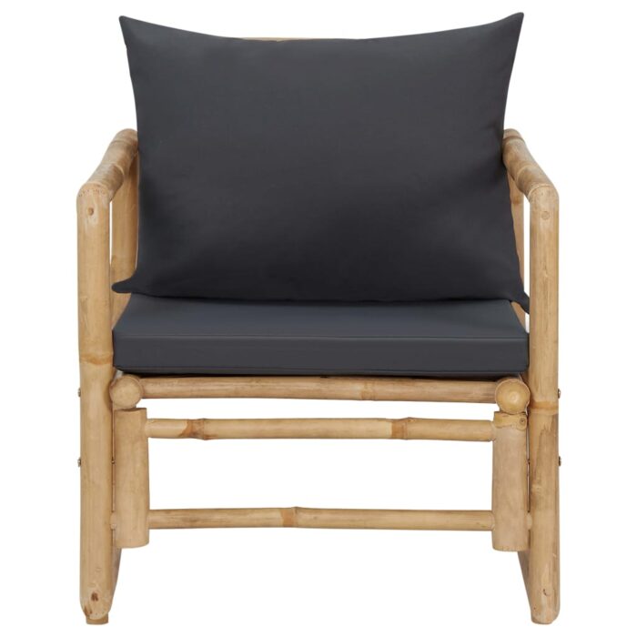 Chaises de jardin avec coussins lot de 2 Bambou – Image 2