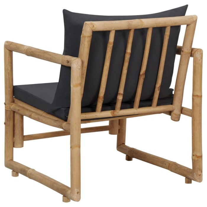 Chaises de jardin avec coussins lot de 2 Bambou – Image 4