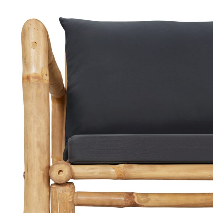 Chaises de jardin avec coussins lot de 2 Bambou – Image 5