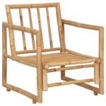 Chaises de jardin avec coussins lot de 2 Bambou – Image 6