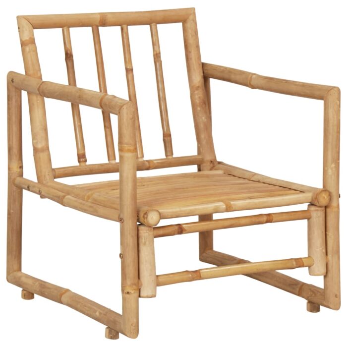 Chaises de jardin avec coussins lot de 2 Bambou – Image 6